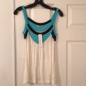 Rebecca Beeson Teal & White Tank Size 0/XS NWT